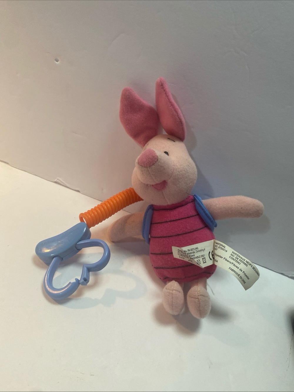 Vintage Fisher-Price Disney Piglet Plush Backpack Bouncer Clip With Sound